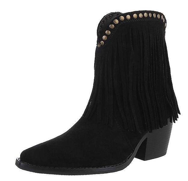 Ital-Design Stiefeletten mit Fransen und Nieten für Damen Westernstiefelett günstig online kaufen
