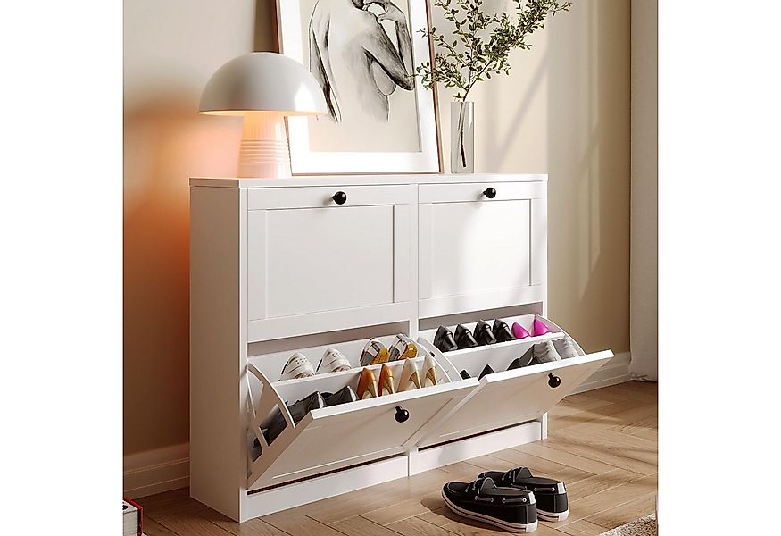 VOWNER Schuhschrank mit 4 Klappen, schmaler, 8 Fächer günstig online kaufen