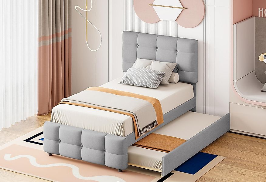 LVHOM Polsterbett 90x200cm mit Ausziehbett/Stauraum günstig online kaufen