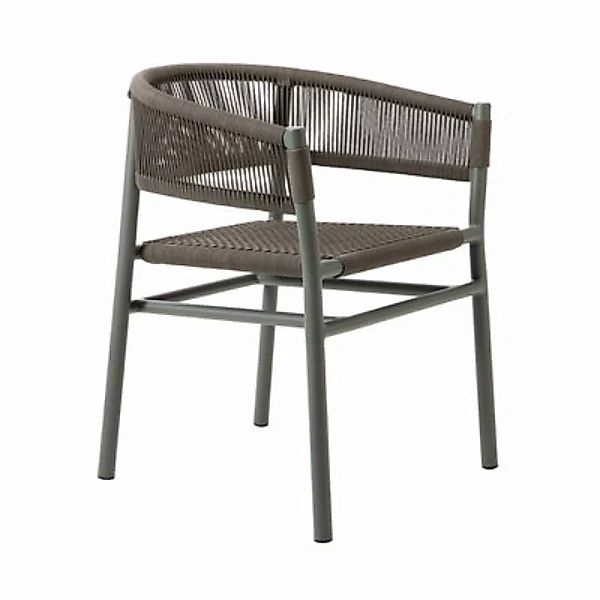 Stapelbarer Sessel Kilt textil grau / Aluminium & Synthetikseil - Ethimo - günstig online kaufen