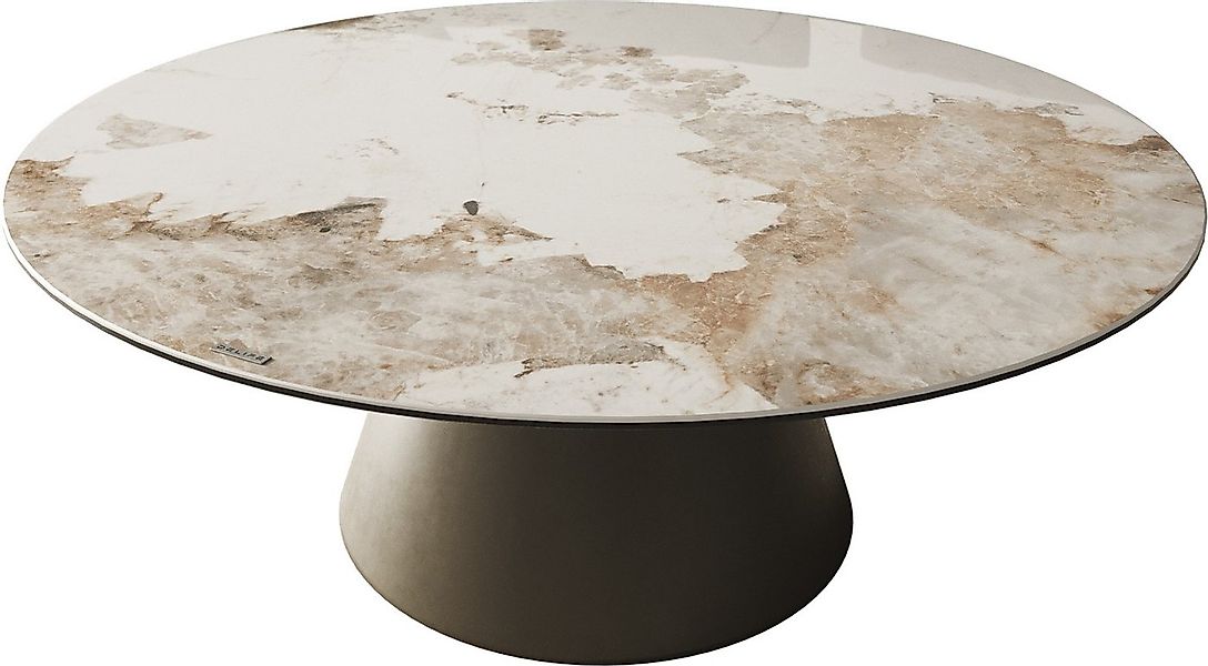 DELIFE Couchtisch Borna, Keramik Minas Melange Weiß-Beige 100x100 cm Gestel günstig online kaufen