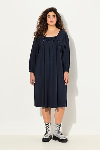 Ulla Popken Midikleid Tunika-Kleid Ziersteine Carree-Ausschnitt günstig online kaufen