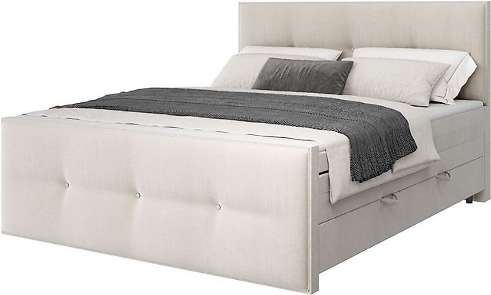 FORTE Boxspringbett, Zwei große Bettkästen, Matratze H3 mit 7 Komfortzonen günstig online kaufen