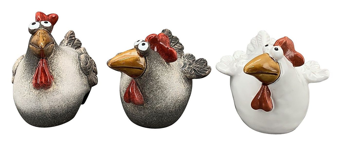 finehomegarden Gartenfigur Zaunhocker Huhn Keramik 3fach günstig online kaufen