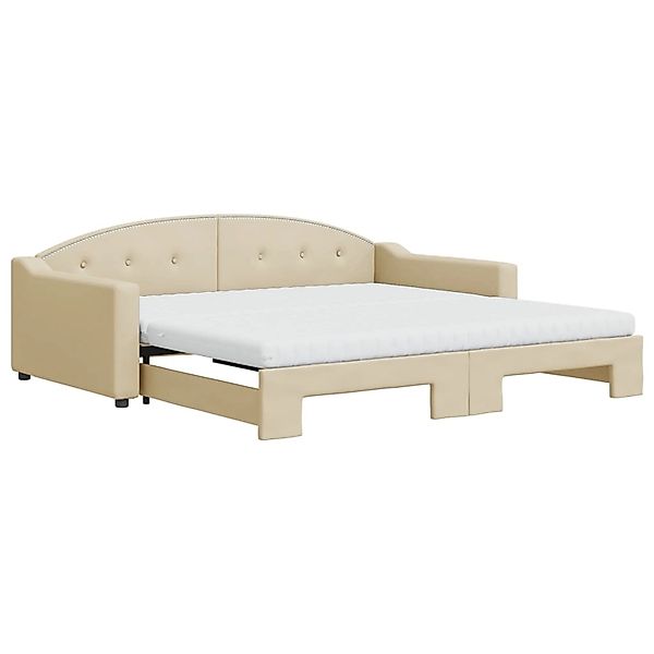 vidaXL Ausziehbett, Tagesbett Ausziehbar mit Matratzen Creme 100x200 cm Sto günstig online kaufen