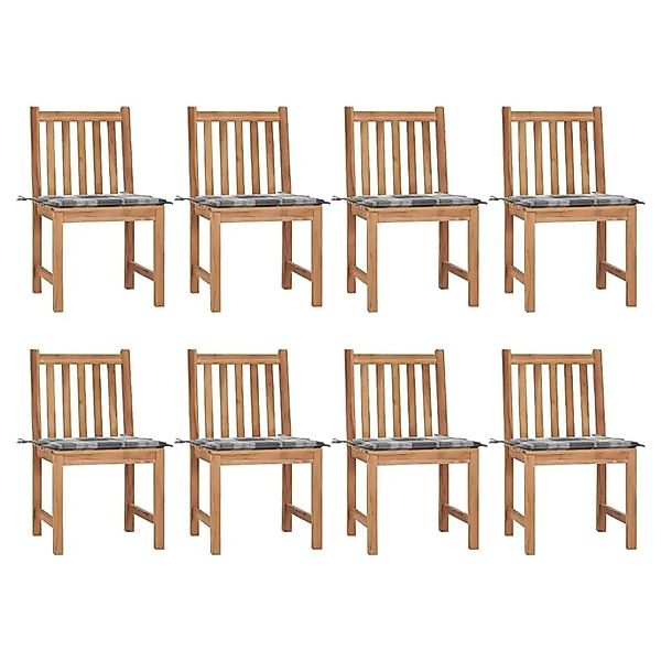 vidaXL Gartenstühle 8 Stk mit Kissen Massivholz Teak 3073156 günstig online kaufen