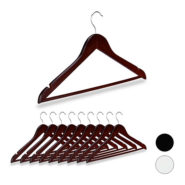 relaxdays Kleiderbügel Holz 10er Set, Braun günstig online kaufen