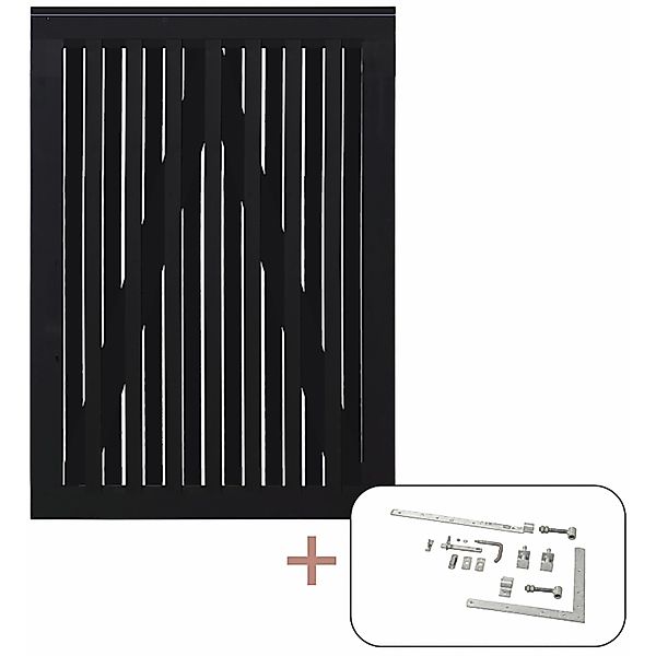 Einzeltor Nagano Nadelholz Schwarz 100 cm x 140 cm günstig online kaufen