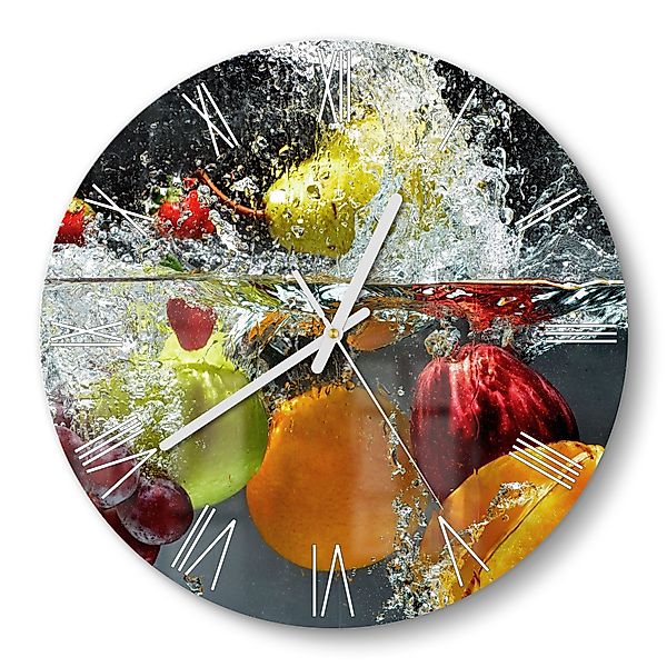 DEQORI Wanduhr 'Gemischtes Obst im Wasser' günstig online kaufen