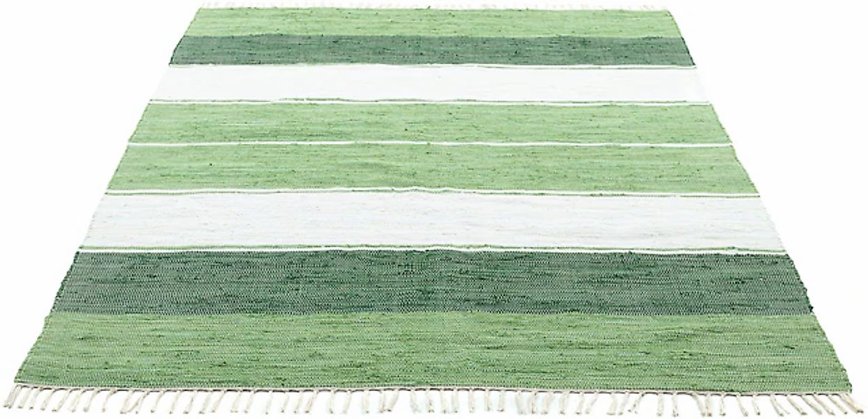 THEKO Teppich »Stripe Cotton, handgewebt«, rechteckig, 5 mm Höhe, Flachgewe günstig online kaufen
