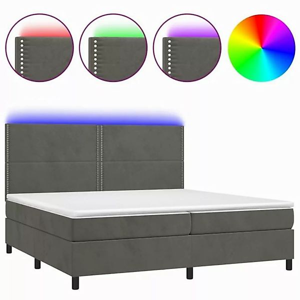 vidaXL Boxspringbett Boxspringbett mit Matratze LED Dunkelgrau 200x200 cm S günstig online kaufen