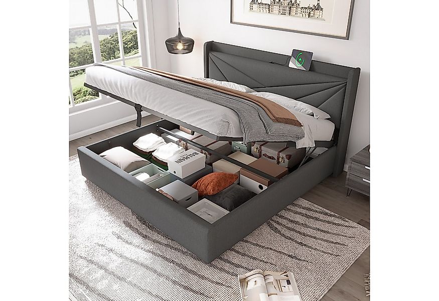 Gdood Polsterbett Stauraumbett Doppelbett LED, Leinenstoff/Samtstoff (1-tlg günstig online kaufen