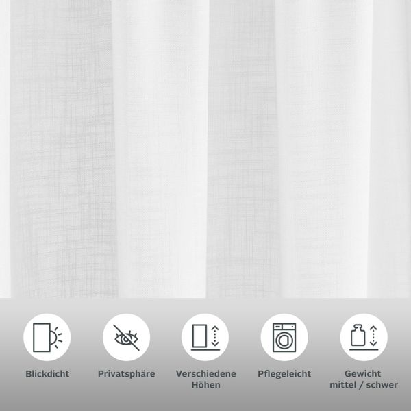 my home Gardine "Nora" Kräuselband 1 Stk. tlg. Blickdicht, Leinenlook, Poly günstig online kaufen