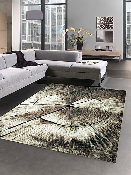 Carpetia Teppich Designer Teppich Wohnzimmerteppich Kurzflor Baumstamm Holz günstig online kaufen