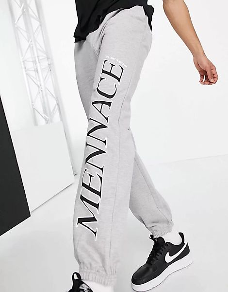 Mennace – Jogginghose in Grau mit Logoprint günstig online kaufen