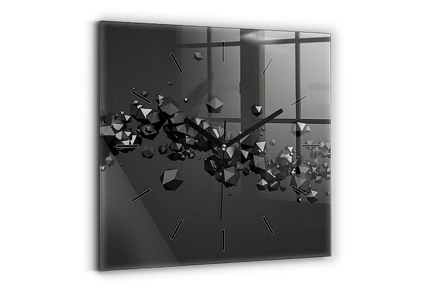 Tulup Wanduhr Moderne Glasuhr Schwarze Abstrakte Rechteckige Uhr aus Gehärt günstig online kaufen