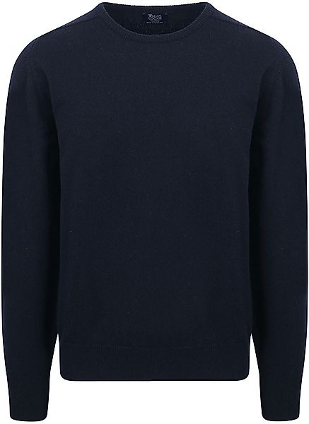 William Lockie O-Auschnitt Pullover Lammwolle Dunkelblau - Größe L günstig online kaufen