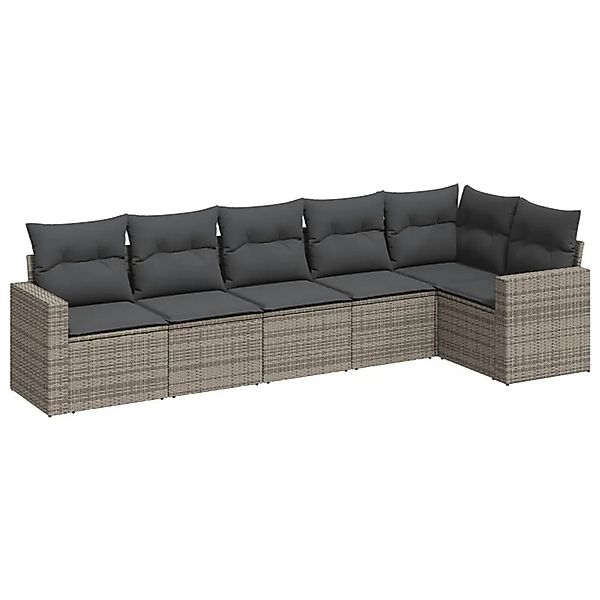 vidaXL 6-Tlg Garten-Sofagarnitur mit Kissen Grau Poly Rattan 3251327 günstig online kaufen