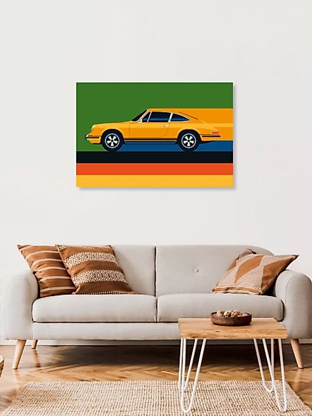 Poster / Leinwandbild - Yellow Vintage Sports Car günstig online kaufen