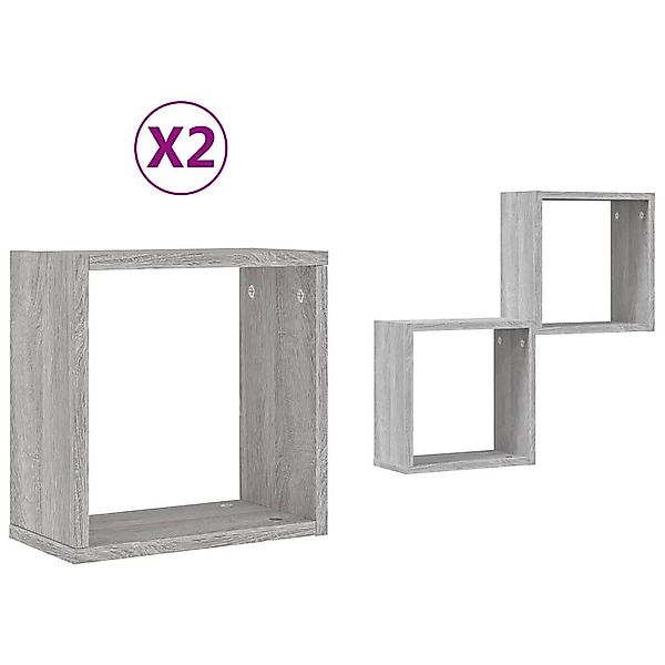 vidaXL Regal Würfelregale 2 Stk. Grau günstig online kaufen