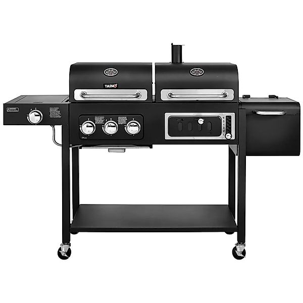 Taino Hero Duo Gasgrill Holzkohlegrill Smoker Grillwagen BBQ Grill Schwarz günstig online kaufen