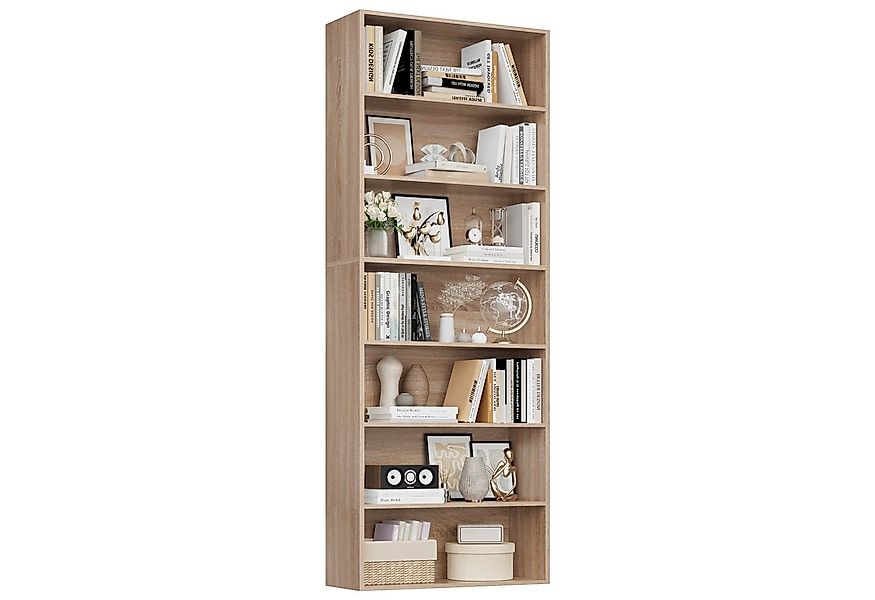 Homfa Bücherregal, 210cm Standregal, Bücherschrank mit 7 Fächern, eiche günstig online kaufen