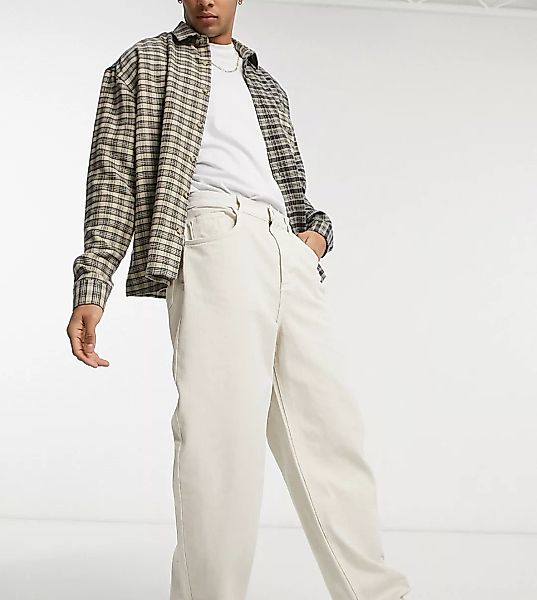Reclaimed Vintage Inspired – Baggy Jeans in Ecru im Stil der 90er-Weiß günstig online kaufen
