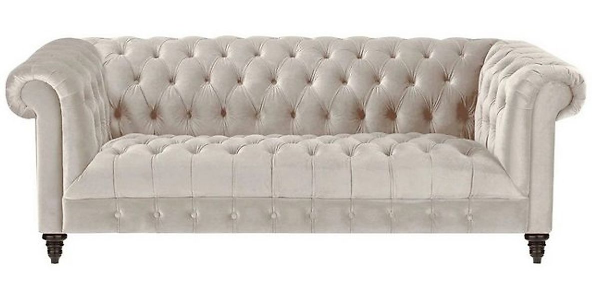 Xlmoebel Chesterfield-Sofa Luxus Chesterfield Dreisitzer Couch Beige Samt P günstig online kaufen