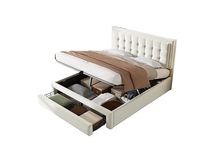 Flieks Polsterbett, Hydraulisches Stauraumbett Doppelbett Samt 160x200cm günstig online kaufen