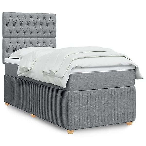 vidaXL Boxspringbett, Boxspringbett mit Matratze Hellgrau 100x200 cm Stoff günstig online kaufen