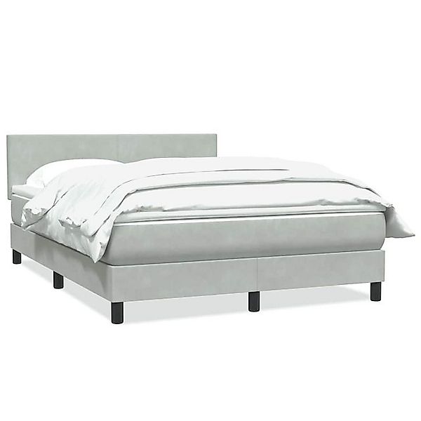 vidaXL Boxspringbett, Boxspringbett mit Matratze Hellgrau 140x220 cm Samt günstig online kaufen
