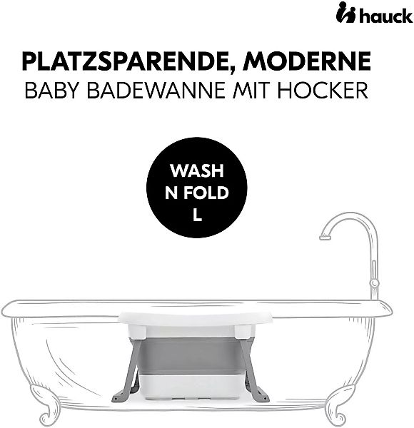 Hauck Babybadewanne »Wash N Fold L, White/Stone«, Faltbadewanne mit Wassert günstig online kaufen