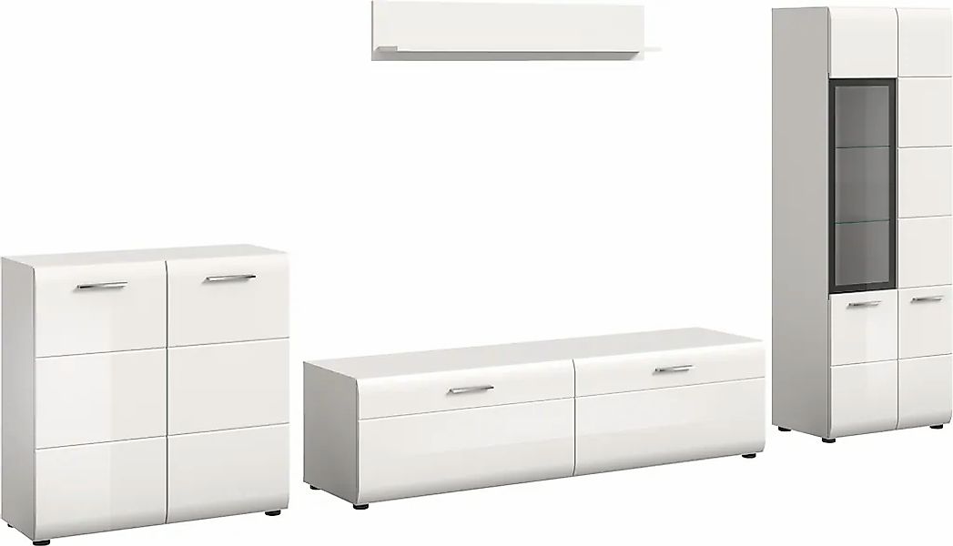 INOSIGN Wohnwand "FLORENZ, 4-teilige Wohn-Kombination, hochwertige MDF-Fron günstig online kaufen