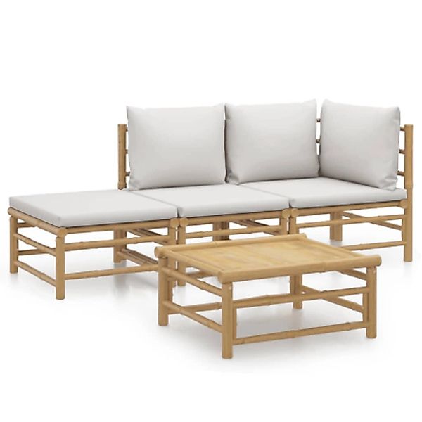 vidaXL Gartenlounge-Set 4-tlg. Garten-Lounge-Set mit Hellgrauen günstig online kaufen