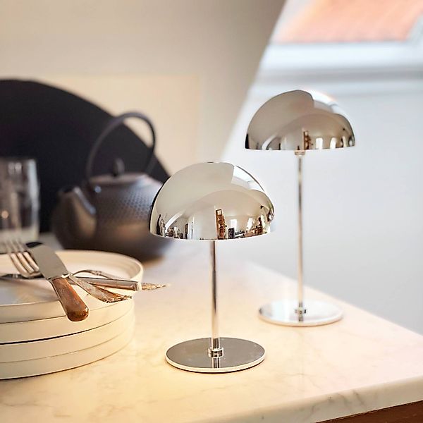 Dyberg Larsen LED-Akku-Tischlampe Along, chromfarben, 20 cm günstig online kaufen