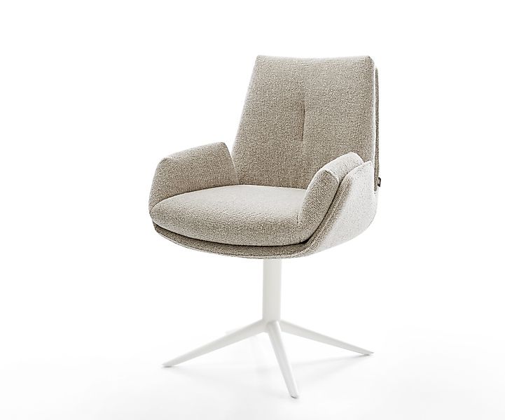Drehstuhl Clea-Flex Webstoff Soft Beige Fußkreuz Weiß 360° drehbar Wippfunk günstig online kaufen