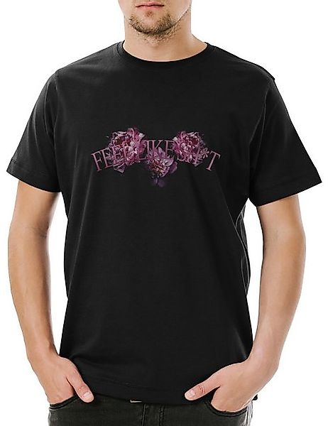 Urban Backwoods Print-Shirt Feel Like Shit Flowers Herren T-Shirt Irony Blu günstig online kaufen