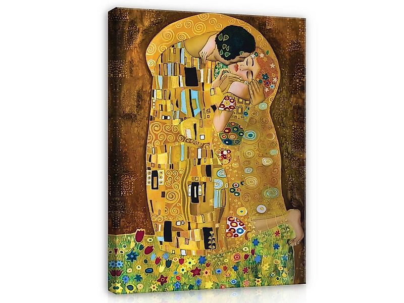 Wallarena Leinwandbild Gustav Klimt Der Kuss Abstrakt Wandbild Groß XXL Wan günstig online kaufen