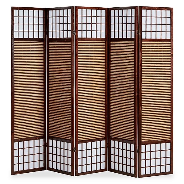 Homestyle4u 5-tlg. Paravent in Braun 220x175 cm 90 günstig online kaufen