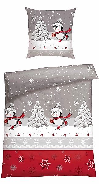 Schiesser Bettwäsche "Telso aus weicher Baumwolle mit süßen Pinguinen" 2 St günstig online kaufen