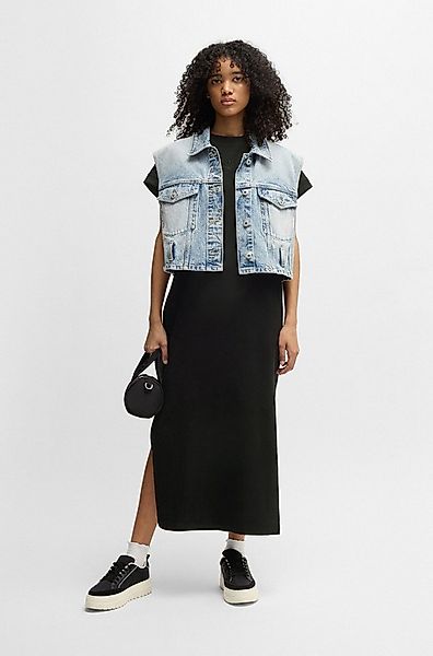 HUGO Blue Jerseykleid Nalle Oversized mit Schlitz, mit Logostickerei, Jerse günstig online kaufen