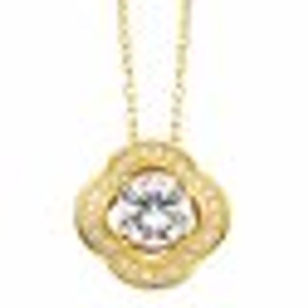 Anhänger mit Kette 925 Silber vergoldet Blüte Zirkonia weiß günstig online kaufen