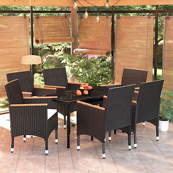 Vidaxl 7-tlg. Garten-essgruppe Mit Auflagen Schwarz günstig online kaufen