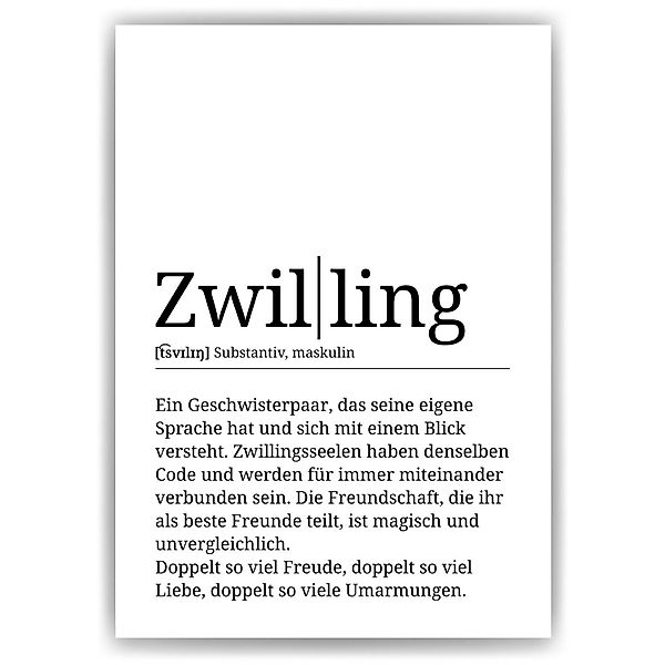 Tigerlino Poster Zwilling Definition - Geburtstag günstig online kaufen