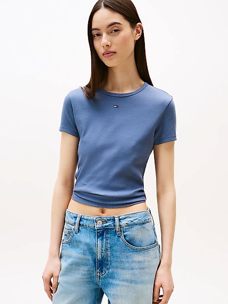 Tommy Jeans Kurzarmshirt "TJW SLIM ESSENTIAL RIB SS EXT", in gerippter Stru günstig online kaufen