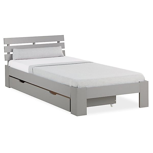 Homestyle4u Holzbett 90x200 Einzelbett Holzbett Grau günstig online kaufen