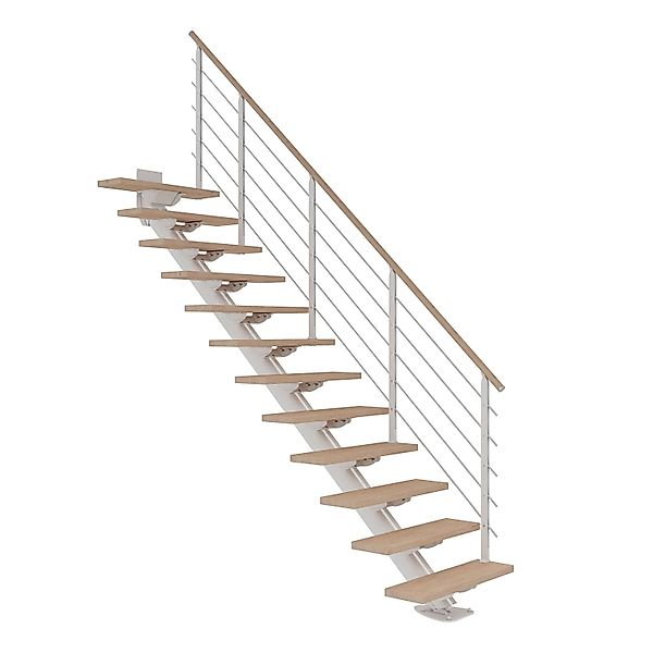 Dolle Mittelholmtreppe Sydney 11 Stufen Eiche Weiß gerade Metallteile Weiß günstig online kaufen