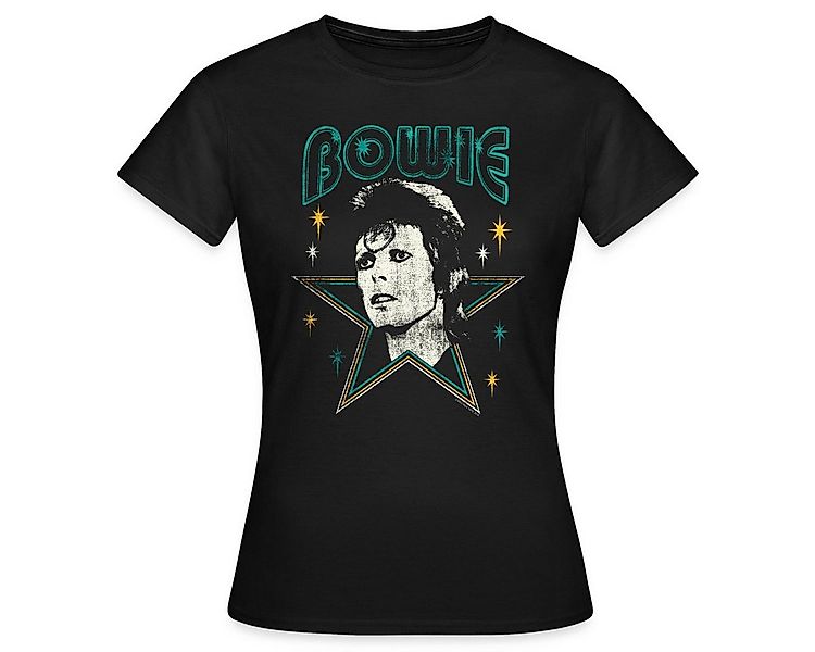 Spreadshirt T-Shirt David Bowie Schriftzug Mit Portrait Und Stern Frauen T- günstig online kaufen