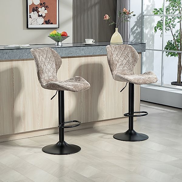 HOMCOM Barhocker 2er-Set, Gepolstert Barstuhl mit Lehne, Chenille-Optik, St günstig online kaufen
