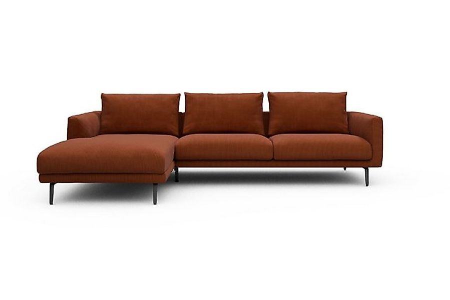 moebelfaktor Ecksofa Karl Chaiselongue links mit 2,5-Sitzer, Schlanker Rahm günstig online kaufen